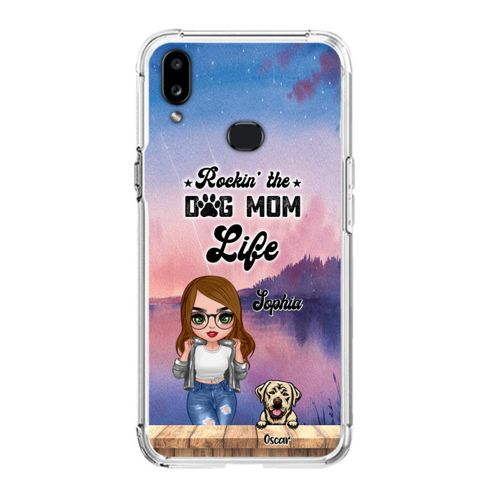 Custom Personalized Dog Mom Chibi Front Phone Case - Gifts For Dog Lover With Up to 4 Dogs - Rockin' The Dog Mom Life - Case For iPhone And Samsung