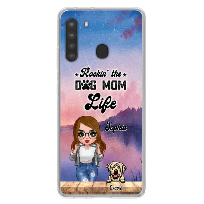 Custom Personalized Dog Mom Chibi Front Phone Case - Gifts For Dog Lover With Up to 4 Dogs - Rockin' The Dog Mom Life - Case For iPhone And Samsung