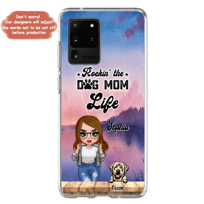 Custom Personalized Dog Mom Chibi Front Phone Case - Gifts For Dog Lover With Up to 4 Dogs - Rockin' The Dog Mom Life - Case For iPhone And Samsung