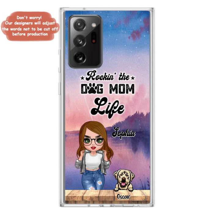 Custom Personalized Dog Mom Chibi Front Phone Case - Gifts For Dog Lover With Up to 4 Dogs - Rockin' The Dog Mom Life - Case For iPhone And Samsung