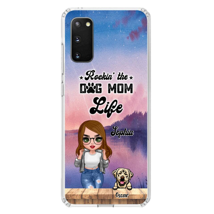 Custom Personalized Dog Mom Chibi Front Phone Case - Gifts For Dog Lover With Up to 4 Dogs - Rockin' The Dog Mom Life - Case For iPhone And Samsung