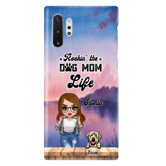 Custom Personalized Dog Mom Chibi Front Phone Case - Gifts For Dog Lover With Up to 4 Dogs - Rockin' The Dog Mom Life - Case For iPhone And Samsung