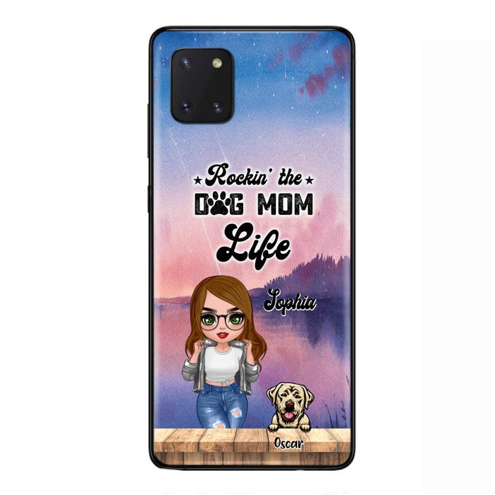 Custom Personalized Dog Mom Chibi Front Phone Case - Gifts For Dog Lover With Up to 4 Dogs - Rockin' The Dog Mom Life - Case For iPhone And Samsung