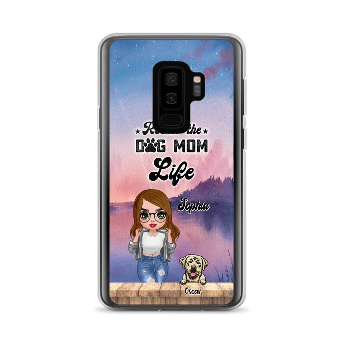 Custom Personalized Dog Mom Chibi Front Phone Case - Gifts For Dog Lover With Up to 4 Dogs - Rockin' The Dog Mom Life - Case For iPhone And Samsung