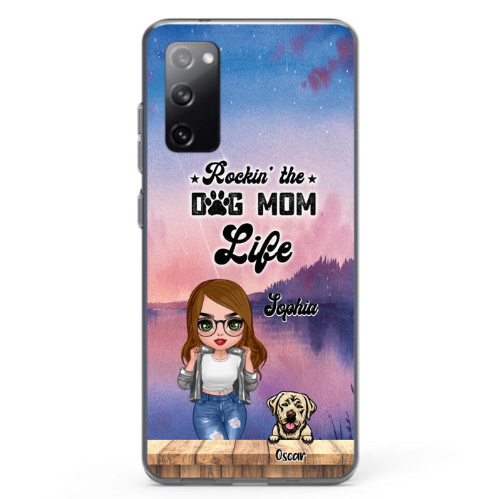 Custom Personalized Dog Mom Chibi Front Phone Case - Gifts For Dog Lover With Up to 4 Dogs - Rockin' The Dog Mom Life - Case For iPhone And Samsung