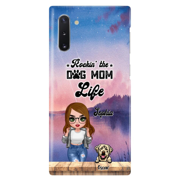 Custom Personalized Dog Mom Chibi Front Phone Case - Gifts For Dog Lover With Up to 4 Dogs - Rockin' The Dog Mom Life - Case For iPhone And Samsung