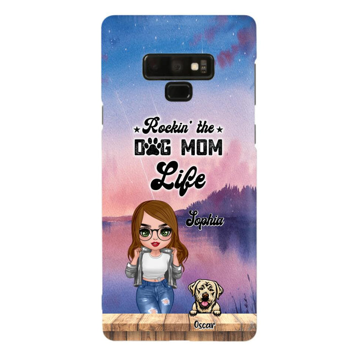 Custom Personalized Dog Mom Chibi Front Phone Case - Gifts For Dog Lover With Up to 4 Dogs - Rockin' The Dog Mom Life - Case For iPhone And Samsung