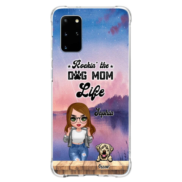 Custom Personalized Dog Mom Chibi Front Phone Case - Gifts For Dog Lover With Up to 4 Dogs - Rockin' The Dog Mom Life - Case For iPhone And Samsung