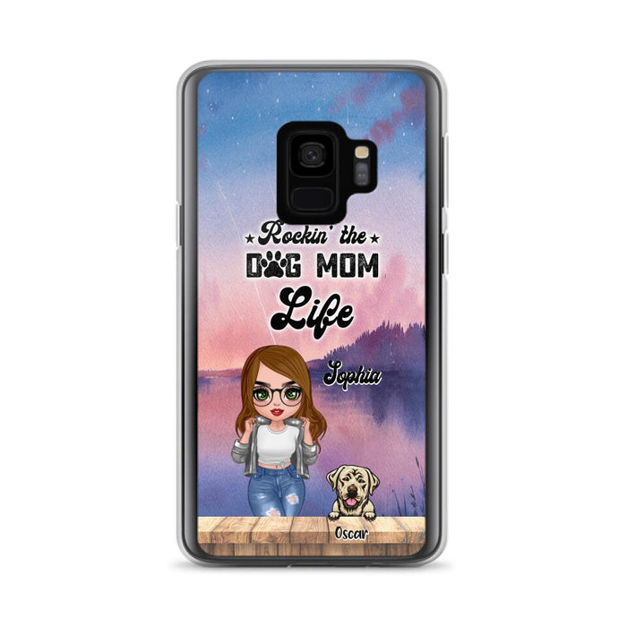 Custom Personalized Dog Mom Chibi Front Phone Case - Gifts For Dog Lover With Up to 4 Dogs - Rockin' The Dog Mom Life - Case For iPhone And Samsung