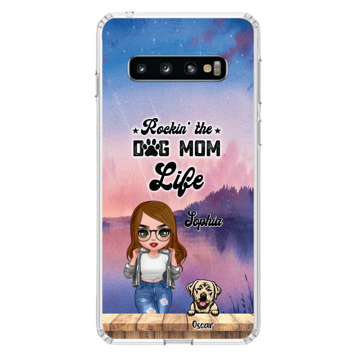 Custom Personalized Dog Mom Chibi Front Phone Case - Gifts For Dog Lover With Up to 4 Dogs - Rockin' The Dog Mom Life - Case For iPhone And Samsung