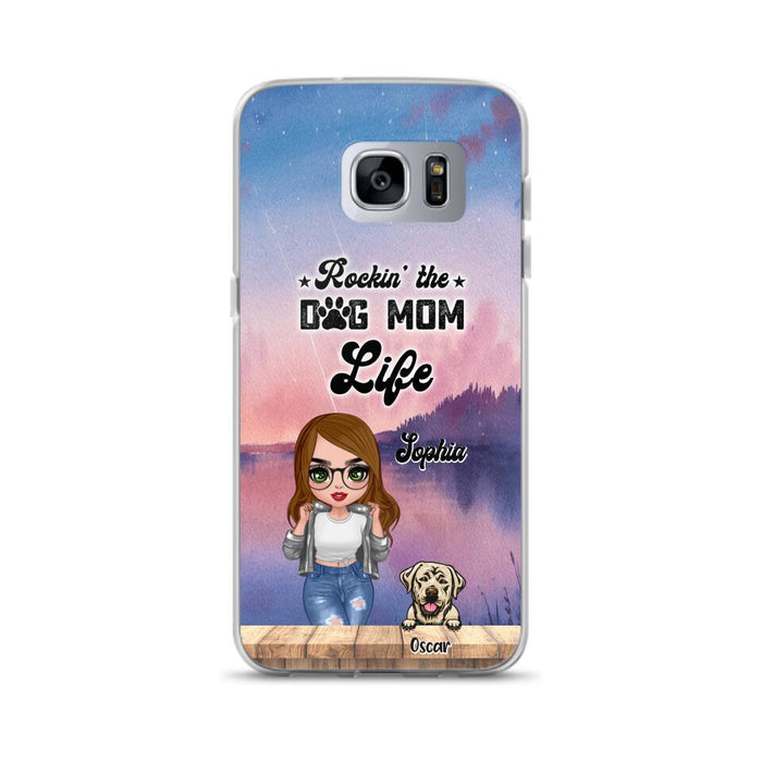 Custom Personalized Dog Mom Chibi Front Phone Case - Gifts For Dog Lover With Up to 4 Dogs - Rockin' The Dog Mom Life - Case For iPhone And Samsung