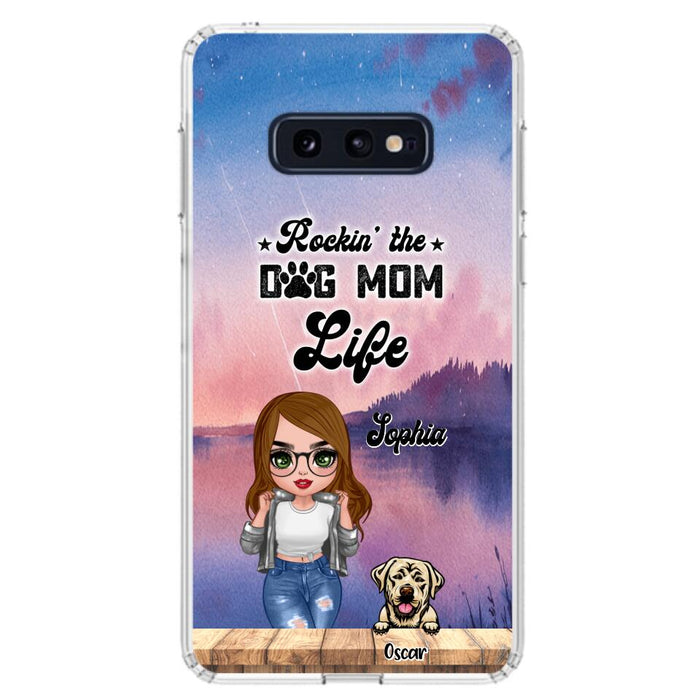 Custom Personalized Dog Mom Chibi Front Phone Case - Gifts For Dog Lover With Up to 4 Dogs - Rockin' The Dog Mom Life - Case For iPhone And Samsung