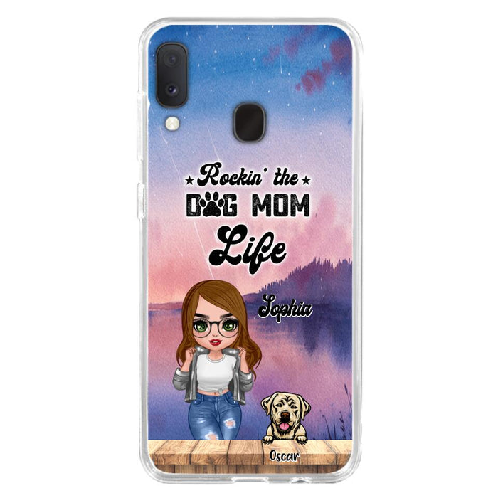 Custom Personalized Dog Mom Chibi Front Phone Case - Gifts For Dog Lover With Up to 4 Dogs - Rockin' The Dog Mom Life - Case For iPhone And Samsung