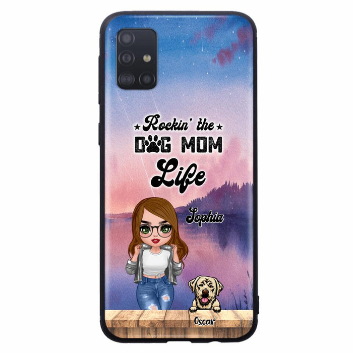 Custom Personalized Dog Mom Chibi Front Phone Case - Gifts For Dog Lover With Up to 4 Dogs - Rockin' The Dog Mom Life - Case For iPhone And Samsung