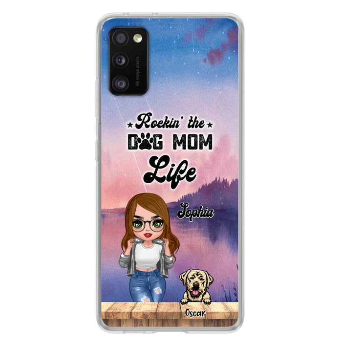 Custom Personalized Dog Mom Chibi Front Phone Case - Gifts For Dog Lover With Up to 4 Dogs - Rockin' The Dog Mom Life - Case For iPhone And Samsung