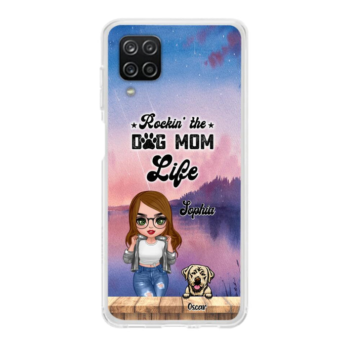 Custom Personalized Dog Mom Chibi Front Phone Case - Gifts For Dog Lover With Up to 4 Dogs - Rockin' The Dog Mom Life - Case For iPhone And Samsung