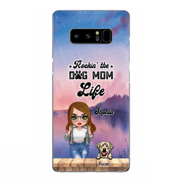 Custom Personalized Dog Mom Chibi Front Phone Case - Gifts For Dog Lover With Up to 4 Dogs - Rockin' The Dog Mom Life - Case For iPhone And Samsung