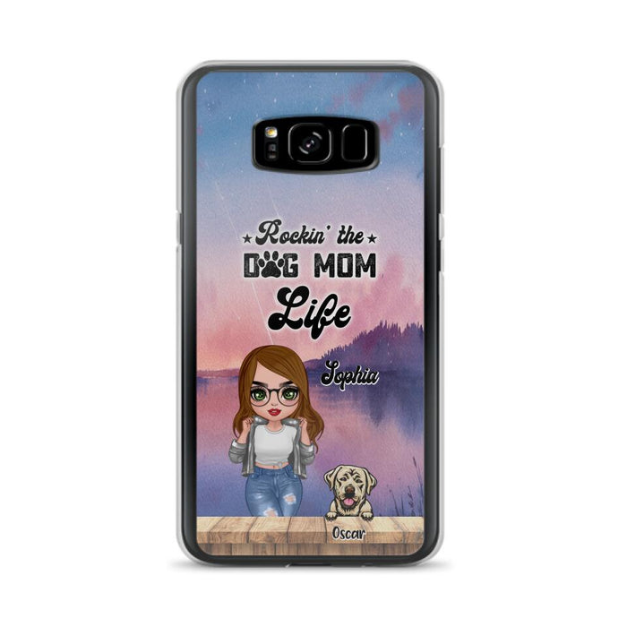 Custom Personalized Dog Mom Chibi Front Phone Case - Gifts For Dog Lover With Up to 4 Dogs - Rockin' The Dog Mom Life - Case For iPhone And Samsung