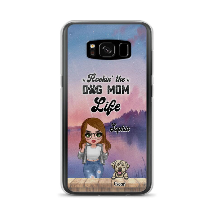 Custom Personalized Dog Mom Chibi Front Phone Case - Gifts For Dog Lover With Up to 4 Dogs - Rockin' The Dog Mom Life - Case For iPhone And Samsung