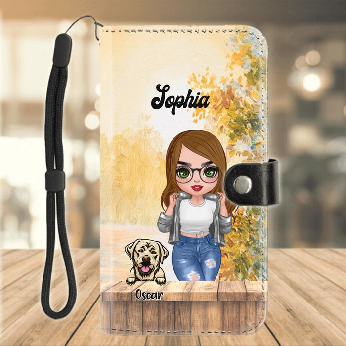 Personalized Dog Mom Flip Leather Purse For Mobile Phone - Gifts For Dog Lover With Up to 4 Dogs - You Had Me At Woof