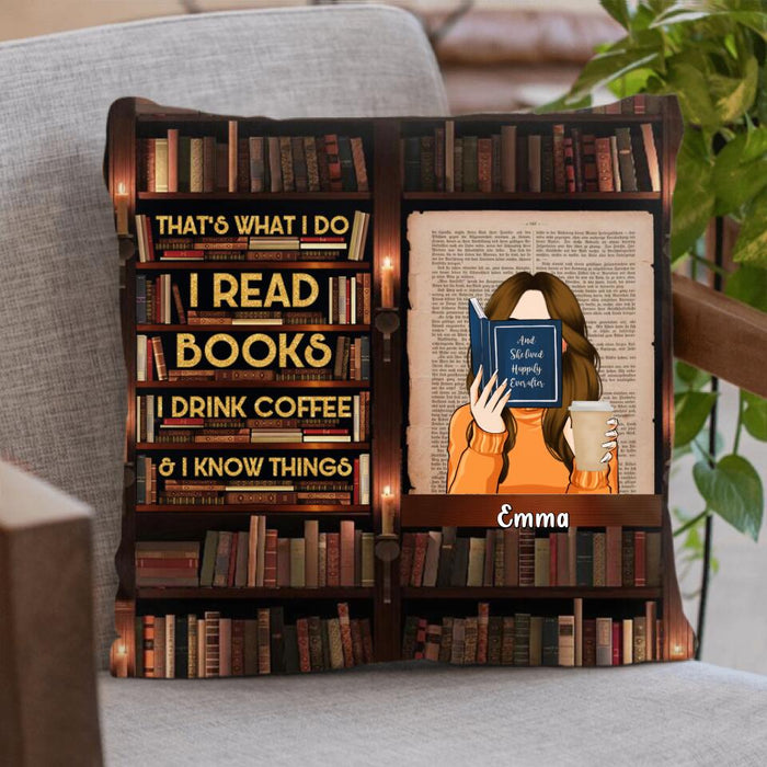 Custom Personalized Reading Girl Pillow Cover & Fleece/ Quilt Blanket - Gift Idea For Reading/ Cat/ Dog Lover With Up to 5 Pets - Just A Girl Who Loves Books And Dogs