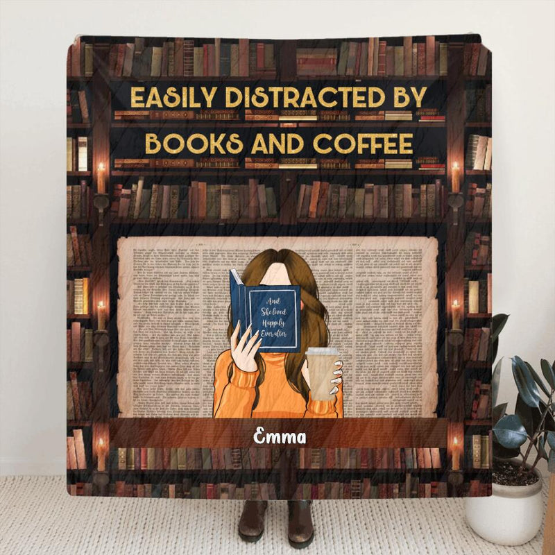 Personalized Reading Girl Pillow Cover/Fleece Blanket/Quilt - Gift Idea For Reading/Cat Dog Lover With Up to 5 Pets - Just A Girl Who Loves Books And Dogs