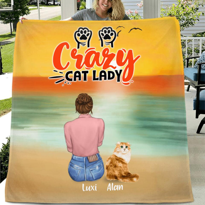 Custom Personalized Cat Mom Fleece/ Quilt Blanket - Upto 5 Cats - Gift Idea For Cat Lover - Crazy Cat Lady