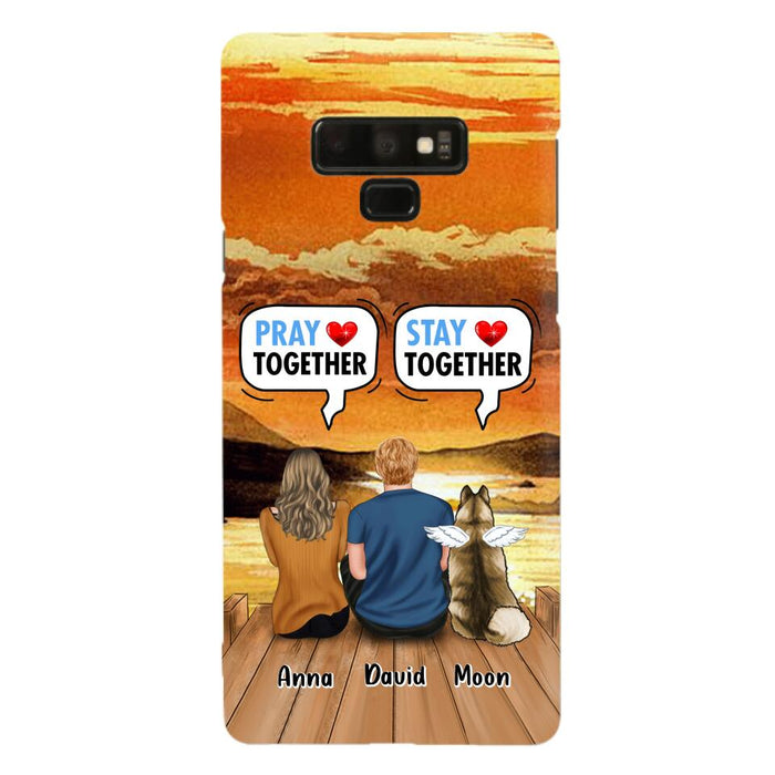 Custom Personalized Couple With Pet Phone Case - Couple With Upto 2 Pets - Gift Idea For Dog/Cat Lover - Pray Together Stay Together - Case For iPhone And Samsung