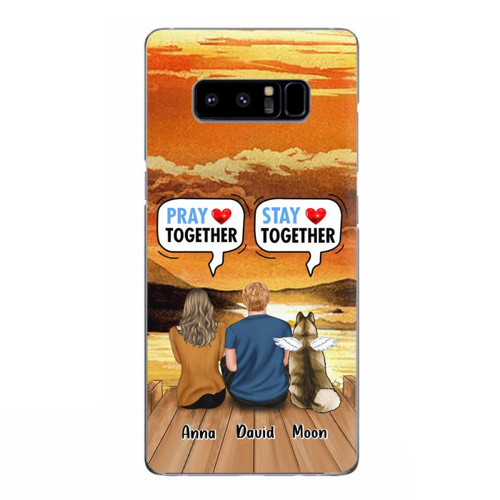 Custom Personalized Couple With Pet Phone Case - Couple With Upto 2 Pets - Gift Idea For Dog/Cat Lover - Pray Together Stay Together - Case For iPhone And Samsung