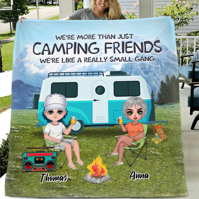 Custom Personalized Mountain Camping Friends Pillow Cover & Fleece/ Quilt Blanket - Upto 8 People - Best Gift For Camping Lovers - We're Like A Really Small Gang