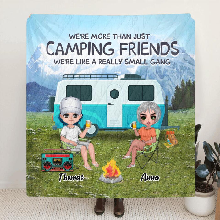 Custom Personalized Mountain Camping Friends Pillow Cover & Fleece/ Quilt Blanket - Upto 8 People - Best Gift For Camping Lovers - We're Like A Really Small Gang