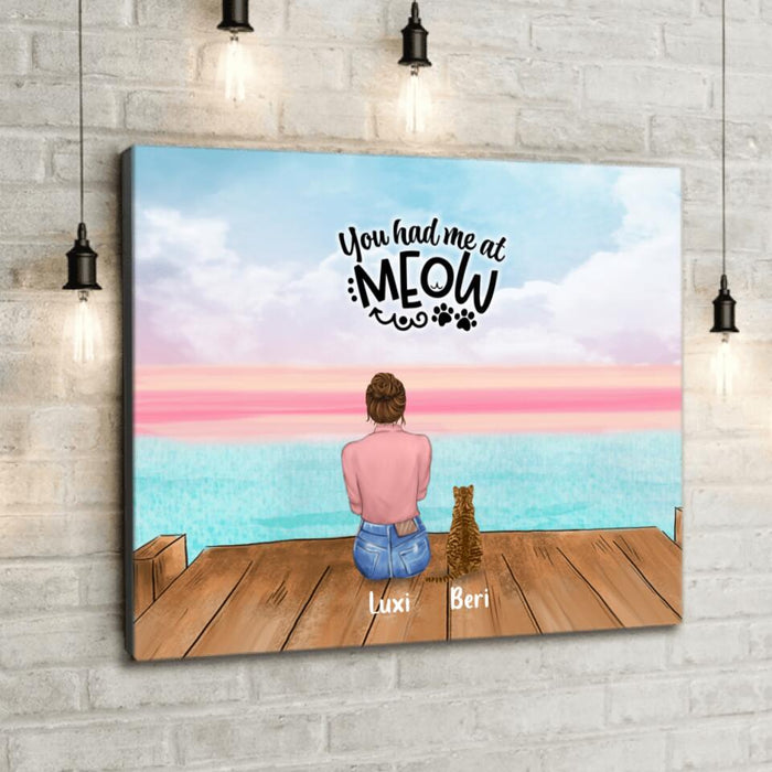 Custom Personalized Cat Mom Canvas - Gift For Cat Lovers With Upto 4 Cats - Life Is Purrfect With Cats