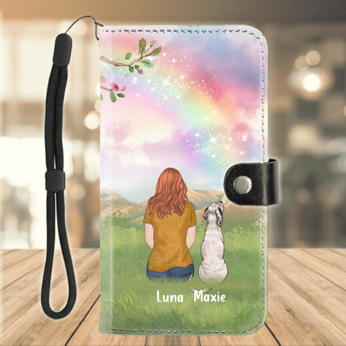 Custom Personalized Dog Mom/Dad Flip Leather Purse For Mobile Phone - Man/Woman/Couple With Upto 4 Dogs - Gift Idea For Dogs Lover - Livin' That Dog Mom Life