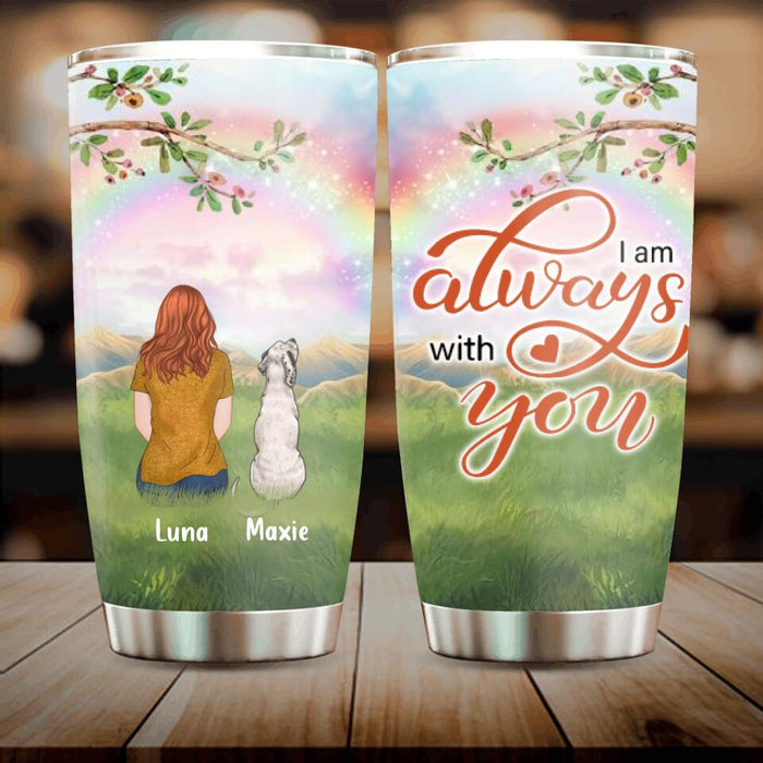 Custom Personalized Dog Mom/Dad Tumbler - Man/Woman/Couple With Upto 4 Dogs - Gift Idea For Dogs Lover - You, Me & The Dogs