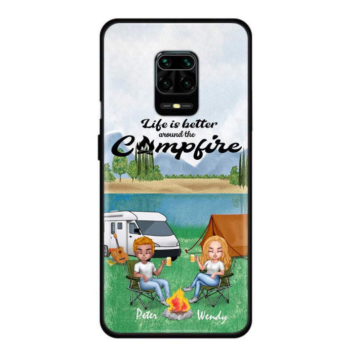 Custom Personalized Camping Chibi Phone Case - Couple With Upto 2 Dogs - Gift Idea For Dog/ Camping Lover - Life Is Better Around The Campfire - Case For Xiaomi, Oppo And Huawei