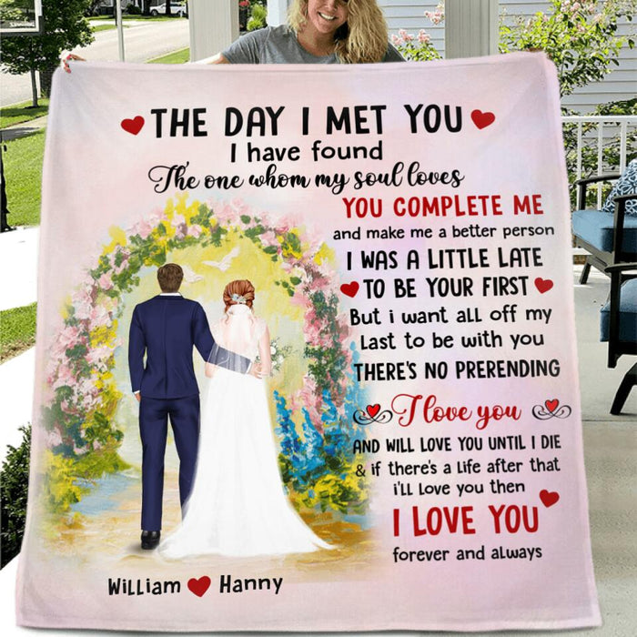 Custom Personalized Wedding Fleece/ Quilt Blanket - Wedding Gifts For Couples - Upto 4 Dogs - The Day I Met You