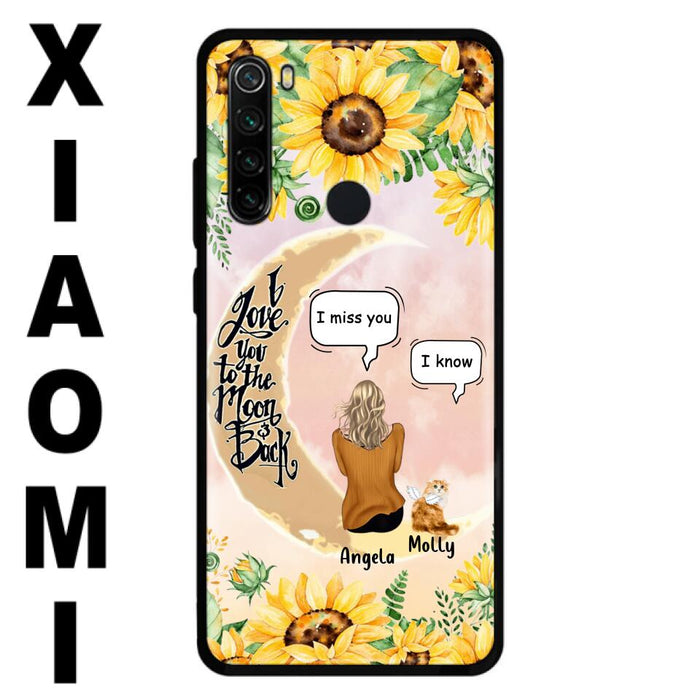 Custom Personalized Memorial Cat Sun Flower Phone Case - Upto 6 Cats - Memorial Gift Idea For Cat Lover - I Love You To The Moon And Back - Case For Xiaomi, Oppo And Huawei