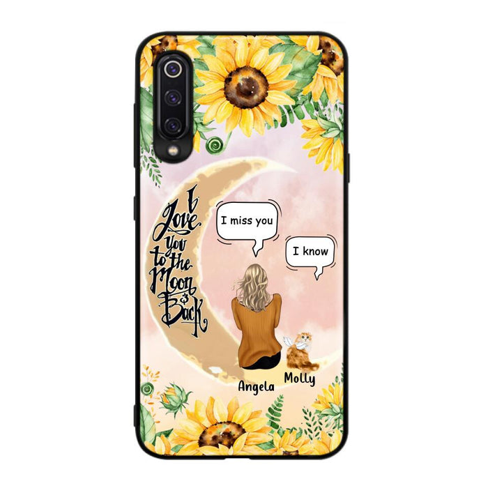 Custom Personalized Memorial Cat Sun Flower Phone Case - Upto 6 Cats - Memorial Gift Idea For Cat Lover - I Love You To The Moon And Back - Case For Xiaomi, Oppo And Huawei