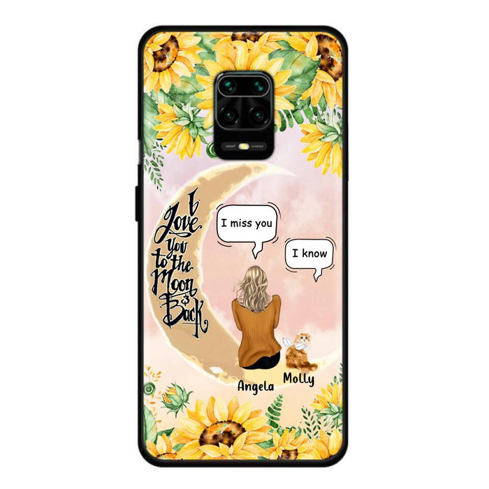 Custom Personalized Memorial Cat Sun Flower Phone Case - Upto 6 Cats - Memorial Gift Idea For Cat Lover - I Love You To The Moon And Back - Case For Xiaomi, Oppo And Huawei