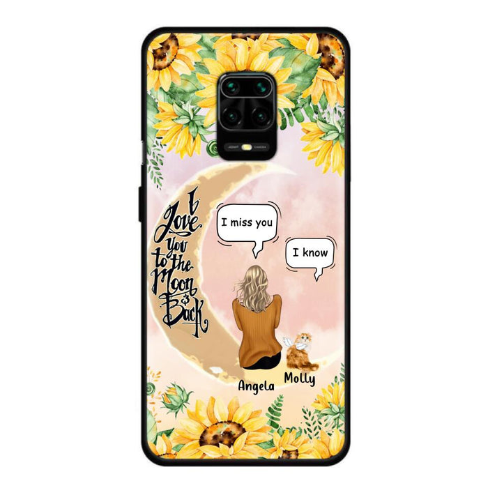 Custom Personalized Memorial Cat Sun Flower Phone Case - Upto 6 Cats - Memorial Gift Idea For Cat Lover - I Love You To The Moon And Back - Case For Xiaomi, Oppo And Huawei