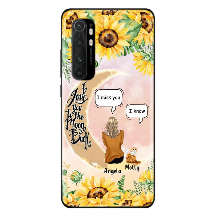 Custom Personalized Memorial Cat Sun Flower Phone Case - Upto 6 Cats - Memorial Gift Idea For Cat Lover - I Love You To The Moon And Back - Case For Xiaomi, Oppo And Huawei