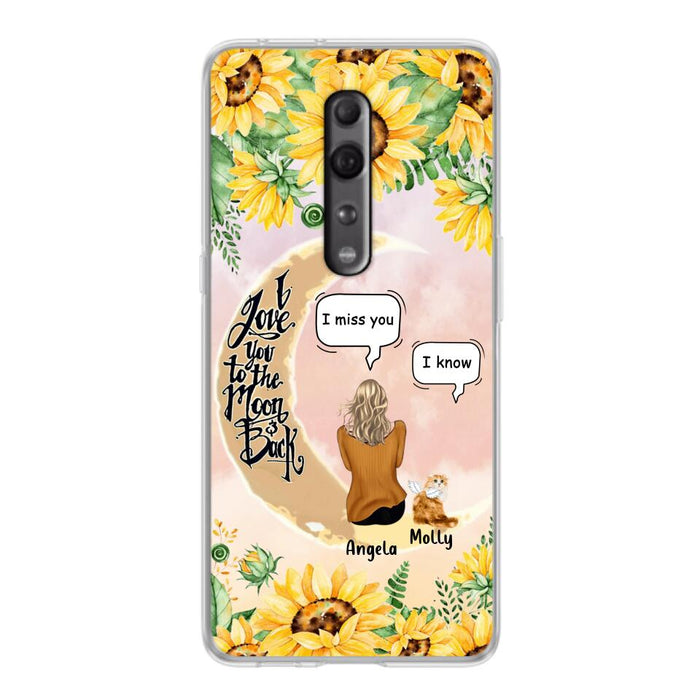 Custom Personalized Memorial Cat Sun Flower Phone Case - Upto 6 Cats - Memorial Gift Idea For Cat Lover - I Love You To The Moon And Back - Case For Xiaomi, Oppo And Huawei