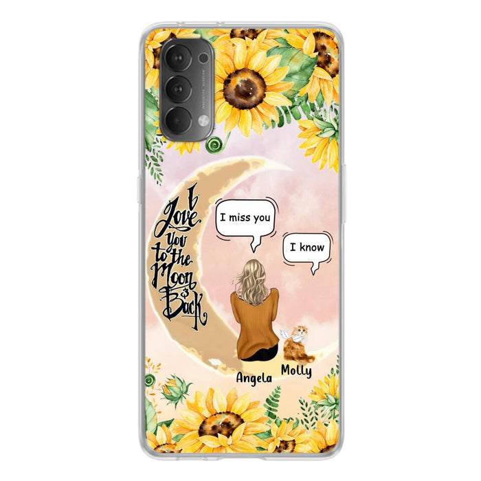 Custom Personalized Memorial Cat Sun Flower Phone Case - Upto 6 Cats - Memorial Gift Idea For Cat Lover - I Love You To The Moon And Back - Case For Xiaomi, Oppo And Huawei