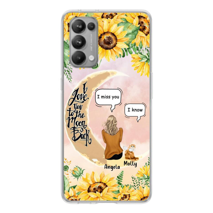 Custom Personalized Memorial Cat Sun Flower Phone Case - Upto 6 Cats - Memorial Gift Idea For Cat Lover - I Love You To The Moon And Back - Case For Xiaomi, Oppo And Huawei