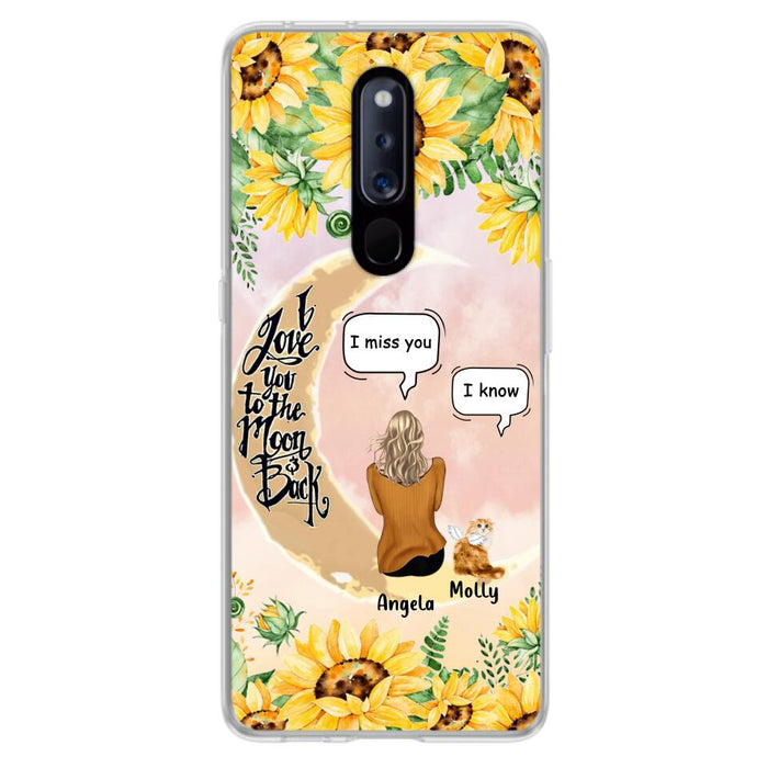 Custom Personalized Memorial Cat Sun Flower Phone Case - Upto 6 Cats - Memorial Gift Idea For Cat Lover - I Love You To The Moon And Back - Case For Xiaomi, Oppo And Huawei