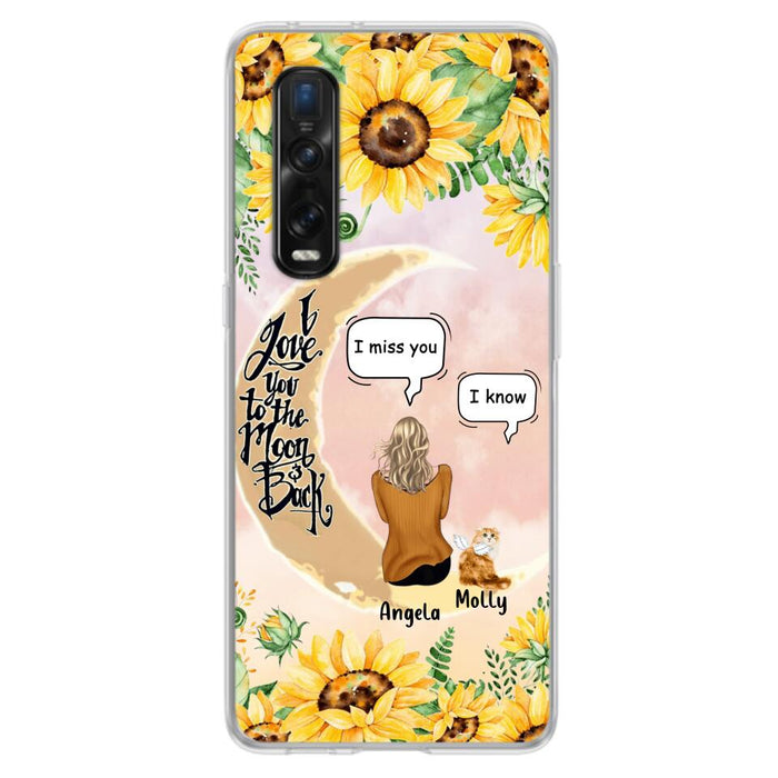 Custom Personalized Memorial Cat Sun Flower Phone Case - Upto 6 Cats - Memorial Gift Idea For Cat Lover - I Love You To The Moon And Back - Case For Xiaomi, Oppo And Huawei