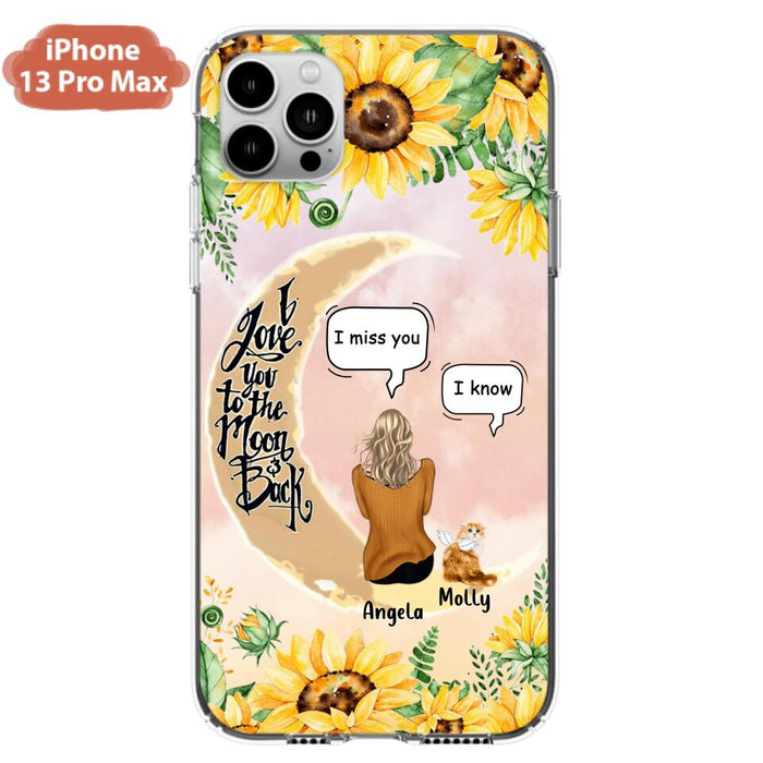 Custom Personalized Memorial Cat Sun Flower Phone Case - Upto 6 Cats - Memorial Gift Idea For Cat Lover - I Love You To The Moon And Back - Case For iPhone And Samsung