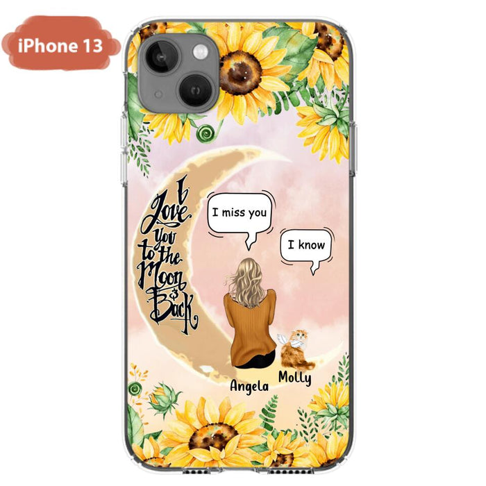 Custom Personalized Memorial Cat Sun Flower Phone Case - Upto 6 Cats - Memorial Gift Idea For Cat Lover - I Love You To The Moon And Back - Case For iPhone And Samsung