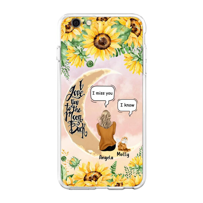 Custom Personalized Memorial Cat Sun Flower Phone Case - Upto 6 Cats - Memorial Gift Idea For Cat Lover - I Love You To The Moon And Back - Case For iPhone And Samsung