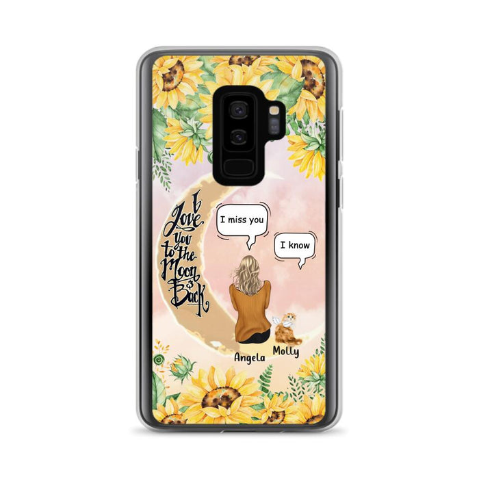 Custom Personalized Memorial Cat Sun Flower Phone Case - Upto 6 Cats - Memorial Gift Idea For Cat Lover - I Love You To The Moon And Back - Case For iPhone And Samsung